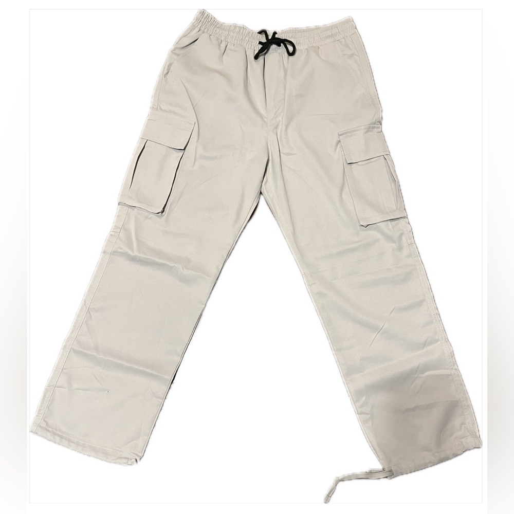 SHEIN Manfinity Hypemode Men Flap Pocket Drawstring Waist Pants, Lt Grey, Sz M